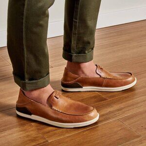 Olukai Kakaha Leather Loafer Brown Fox Slip On